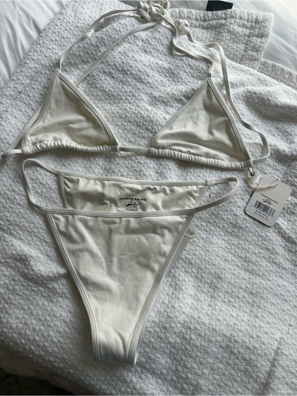 Frankie's Bikinis x Pamela Anderson Zeus White Cotton Bikini Set - Picture 2 of 8